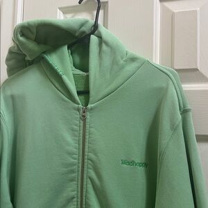 Madhappy Sweatshirt Unisex Lime Green Full Zip Hooded Fleece Ombre size Small